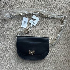 NWT Michael Kors Black Fanny Bag with Adjustable Gold Chain